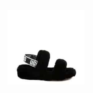 UGG Oh Yeah Sandals - Black Sheepskin Slingback Sandals for Women